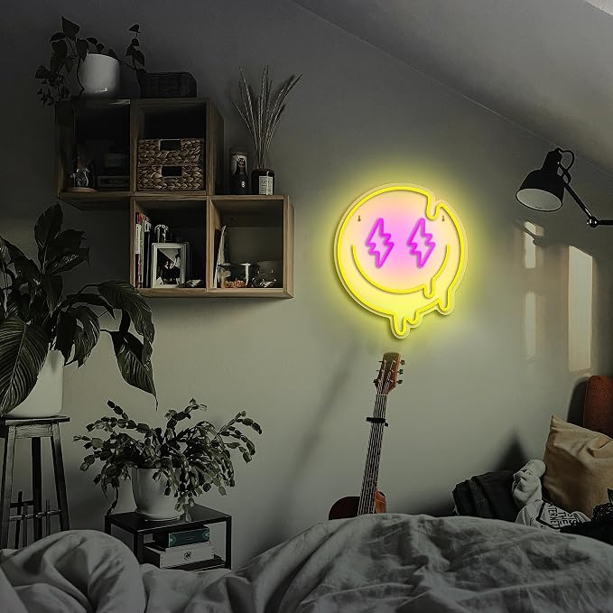 Melting Smile Face Neon Sign Dimmable Melted Smiling Face Neon Signs - Image 7