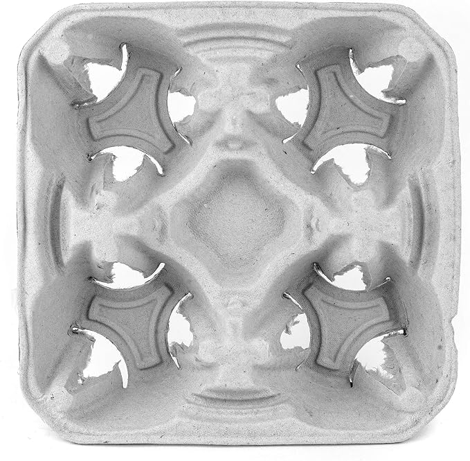 EcoQuality Pulp Fiber Cup Tray Biodegradable 4 Cup Carrier 75 Count Compostable - Image 4
