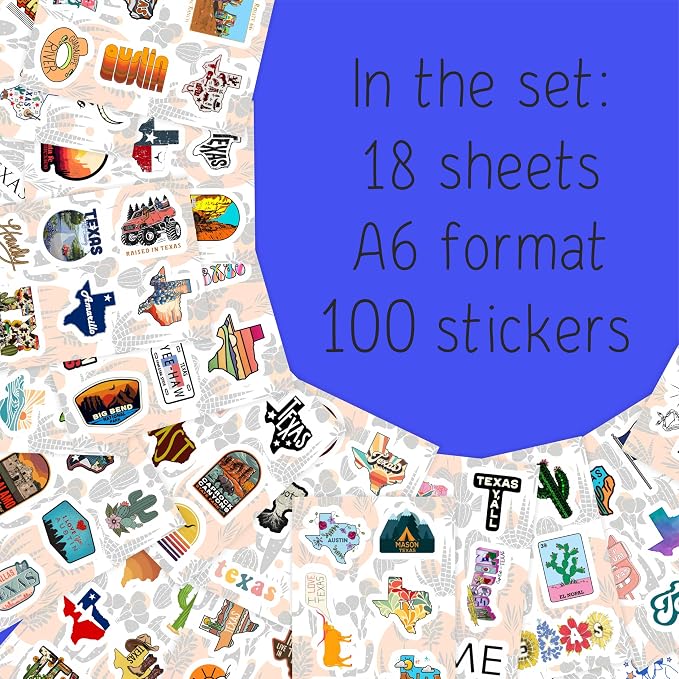 100Pcs Texas Stickers for Water Bottle and Laptop - Image 2