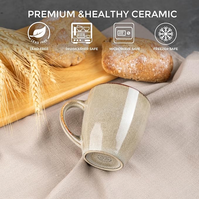 GBHOME Ceramic Coffee Mugs Set of 6, 12oz Stoneware Coffee Mugs Set - Image 7