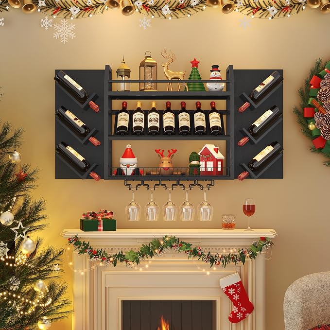 Hoctieon 48.6" Wall Mounted Wine Rack, 3 Tier Hanging Wine Racks - Image 2
