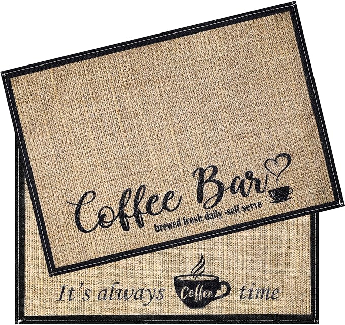 Cunhill 2 Pieces Coffee Bar Mat, Coffee Bar Accessories 20 x 14 Inch Coffee Bar by Cunhill