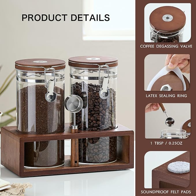 Danmu Airtight Borosilicate Coffee Canister, Coffee Bean Storage 45 fl - Image 3