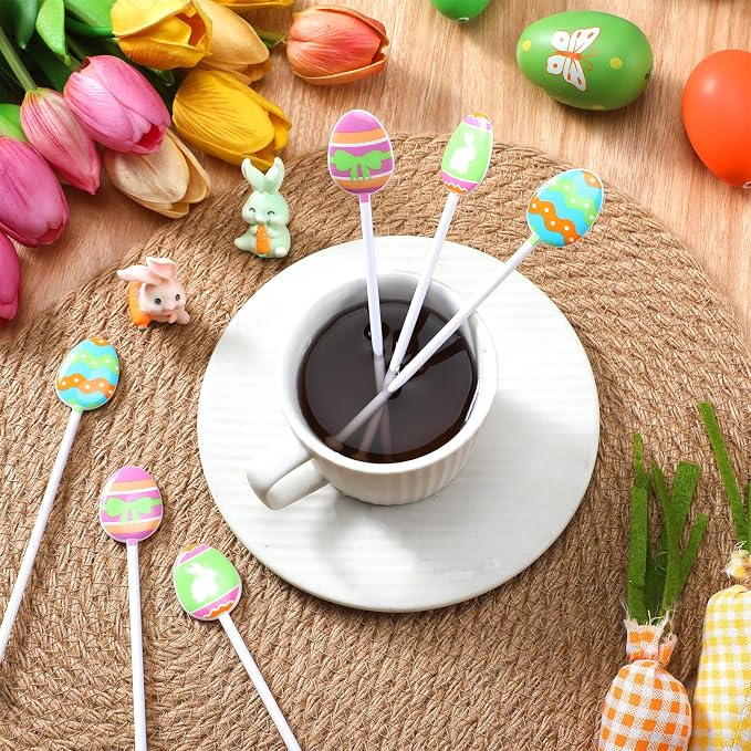 for you 30 Pcs Easter Drink Stirrers Easter Stir Sticks Coffee Stirrers Plastic - Image 3