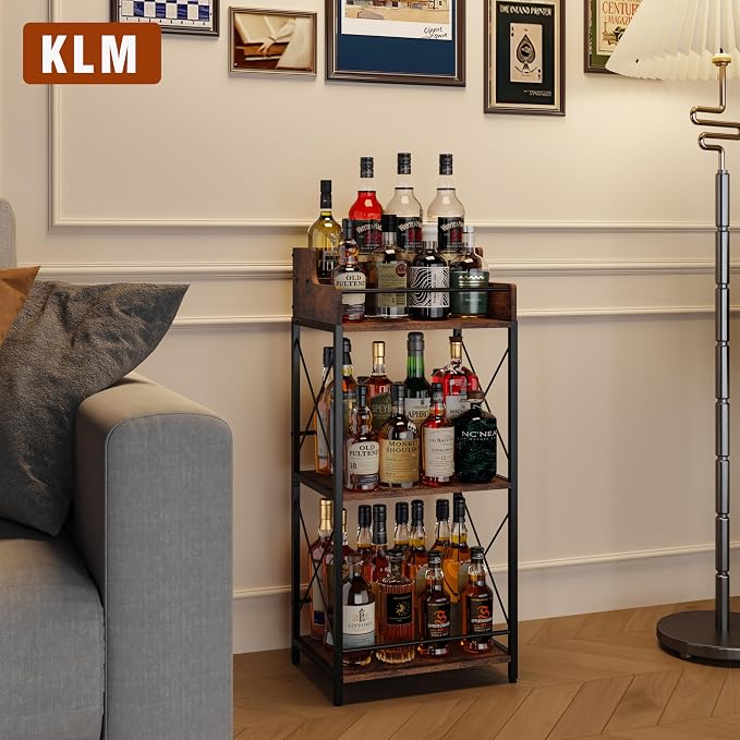 KLM Liquor Bottle Display Shelf, Coffee Syrup Rack Organizer, 3 Step Countertop - Image 2