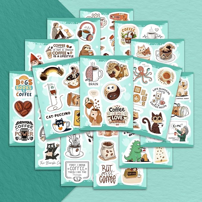 100Pcs Funny Coffee Stickers for Cups, Water Bottles & Scrapbook - Image 5