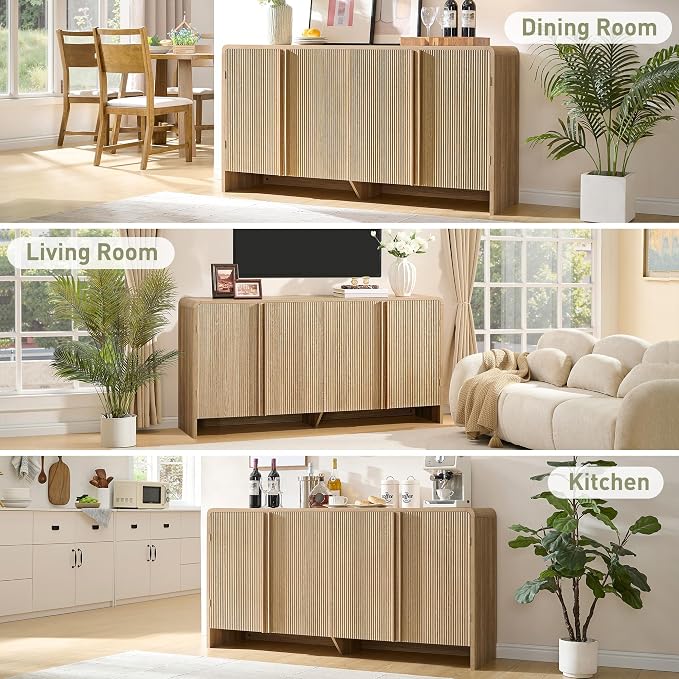 AMERLIFE 63" Fluted Sideboard Buffet Cabinet - Image 8