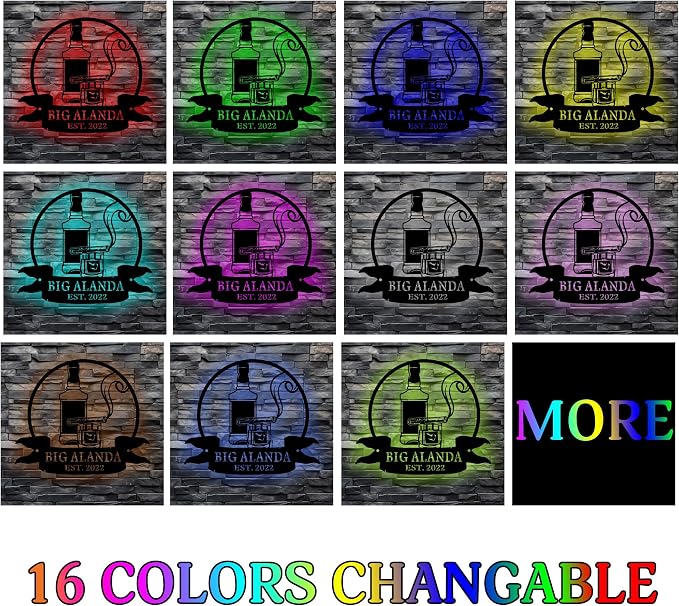 Personalized Led Lights Bourbon Cigar Metal Wall Art, Custom Bar Sign, Outside - Image 7