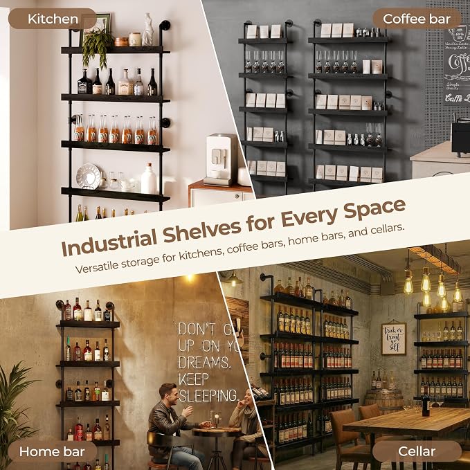 Industrial Wine Rack Wall Mounted, Industrial Pipe Bar Shelf - Image 8