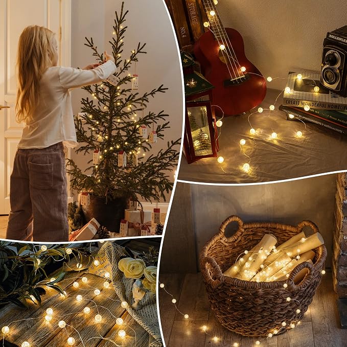 Globe String Lights, 10FT 30 LED Decorative Christmas Lights, 8 Modes Crystal - Image 7