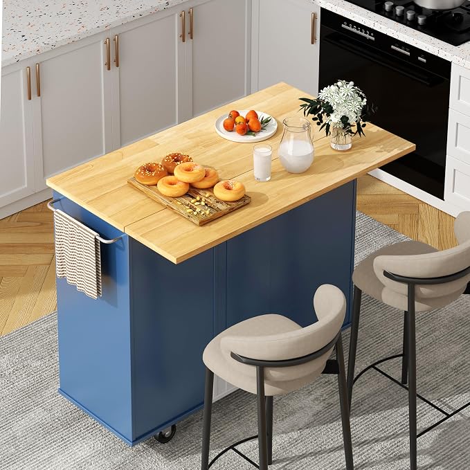 Shintenchi Kitchen Island with Folding Drop Leaf, Rolling Island Table with by Shintenchi%7CFurnitureMadeforRealLife