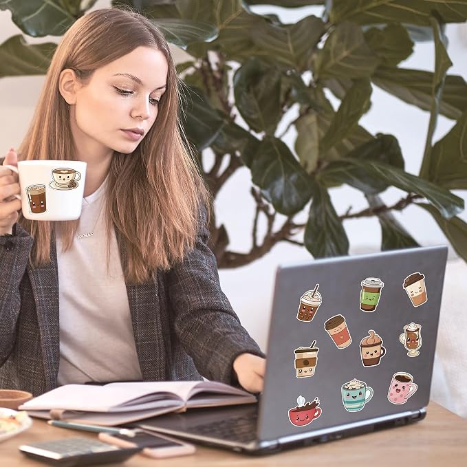 Haooryx Cute Coffee Sticker Rolls - Image 6