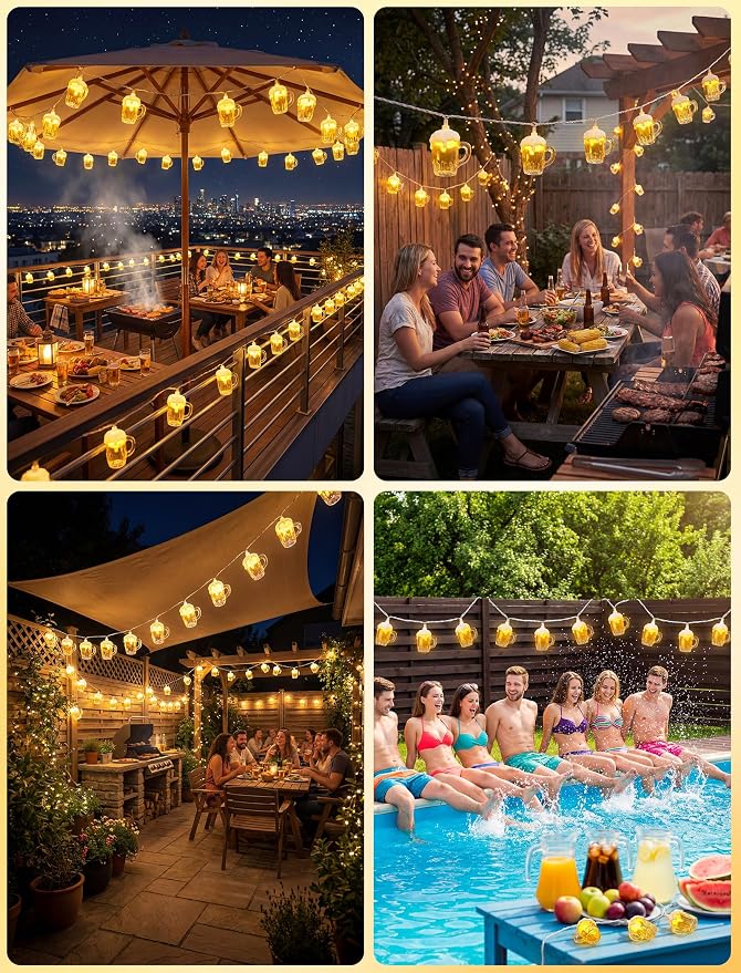 Beer String Lights Outdoor, 12.5FT Summer Decorative Camping String Lights - Image 7