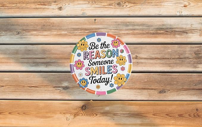 AWISZZZ Be Reason Smile Metal Sign 8x8in Round Inspirational Plaque - Image 6