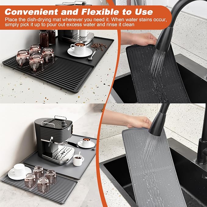 Silicone Coffee Mat, 24 x 16 Inch Non-Slip Heat Resistant, Large and Small - Image 4