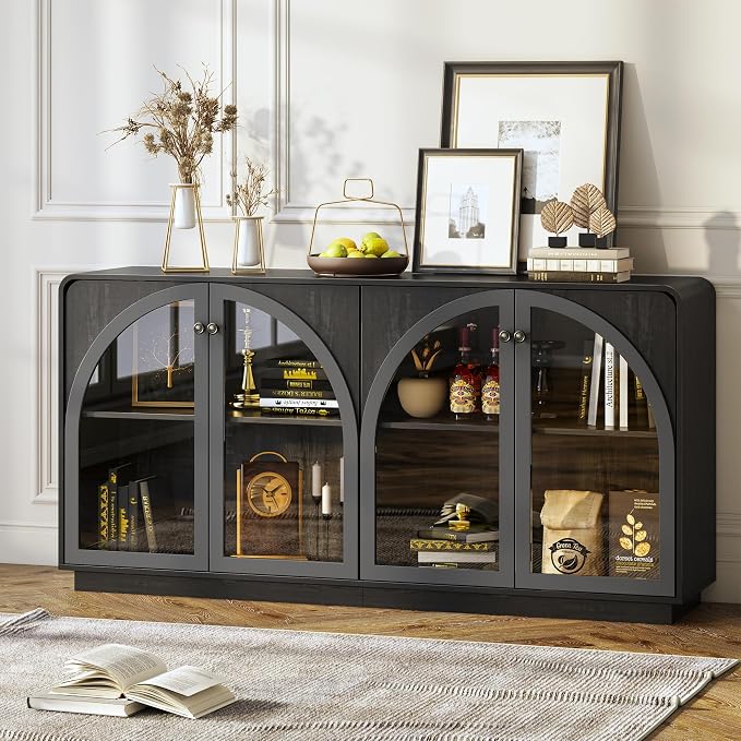 Sideboard Buffet Cabinet with Storage, Modern Coffee Bar Liquor Cabinet w/2 - Image 8