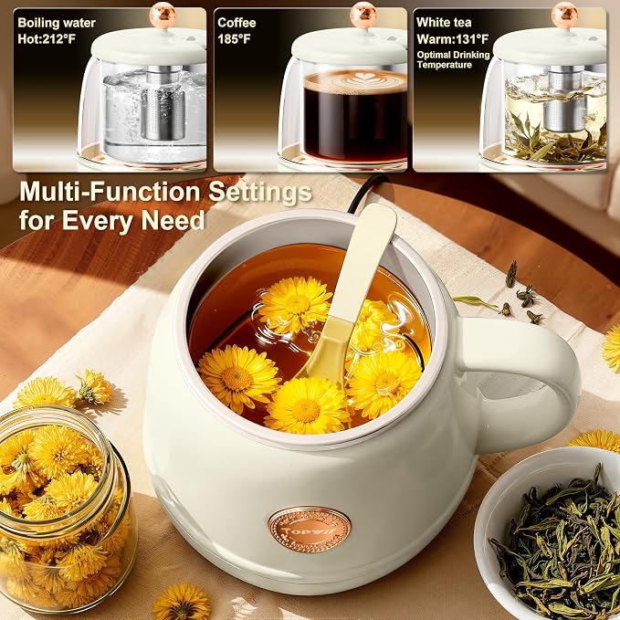 TOPWIT Electric Travel Kettle, 14oz Rapid Heating Up to 212°F, 110V | - Image 5