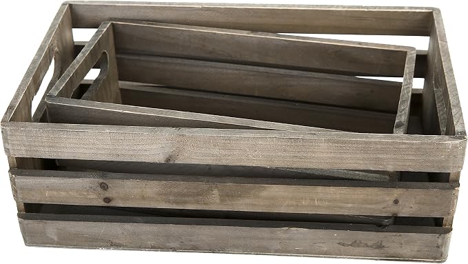 MyGift Rustic Brown Wood Decorative Storage Boxes - Image 6