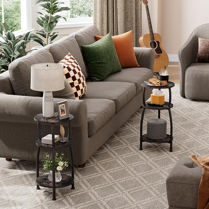 Small Round Side Table, 3-Tier End Table - Image 7