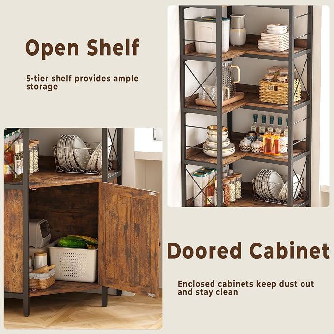 IRONCK Corner Bookshelf, 78 in Tall L Shaped Bookshelf - Image 5