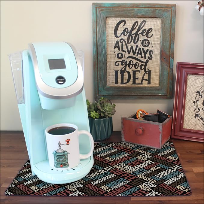 Coffee Maker Mat for Countertop – Absorbent, Non-Slip Coffee Bar Mat, Protects - Image 3