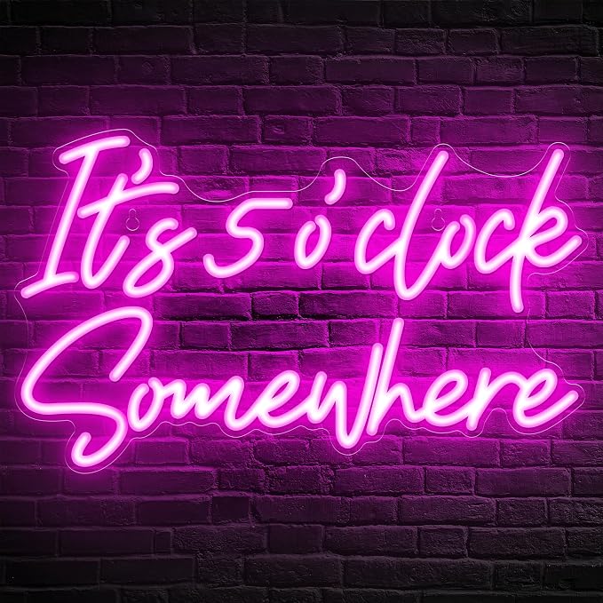 Kavaas Its 5 O'clock Somewhere Neon Sign, Neon Bar Signs by Kavaas