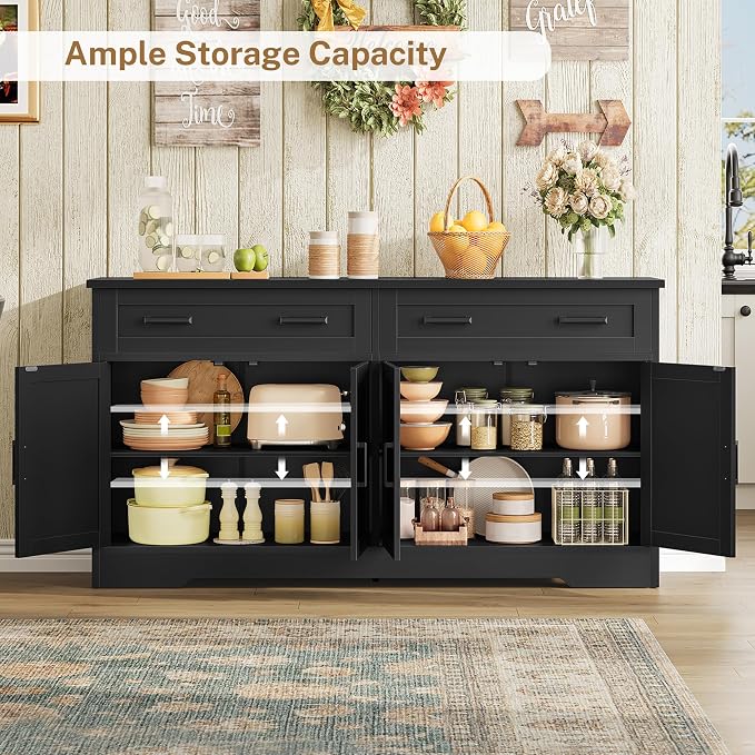 usikey Buffet Cabinet with Storage and Drawers, Modern Coffee Bar - Image 3
