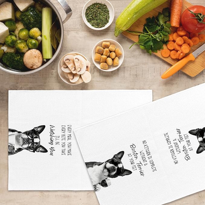 Boston Terrier Kitchen Towels Set of 2, Dog Kitchen Accessories, Bar Decor - Image 5
