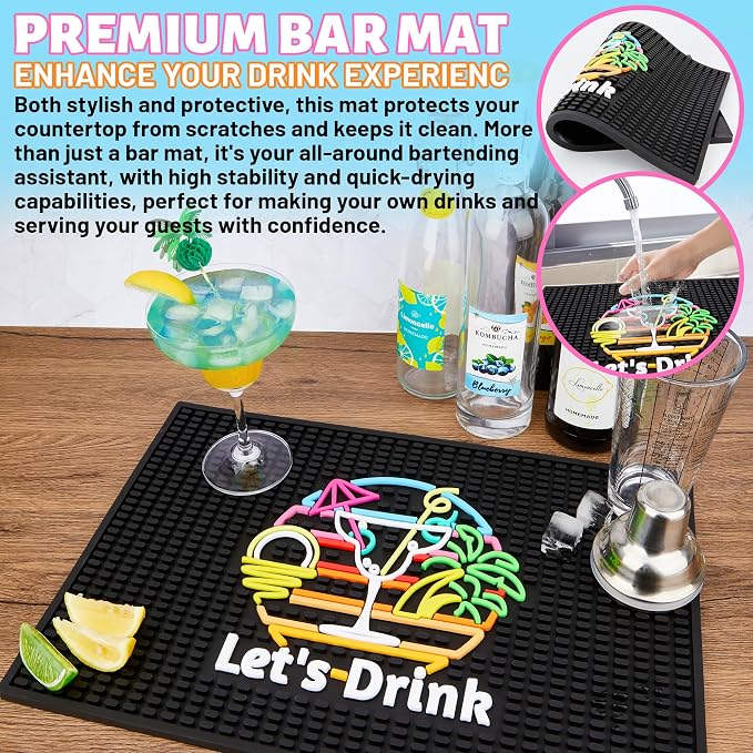 Bar Mats for Countertop – 12" x 18" Tropical Pattern Rubber Bar Mat for Home Bar - Image 5