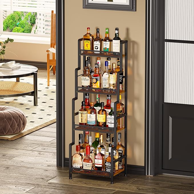 Hayexiha 4-Tier Stepped Freestanding Wine Rack, Large Capacity Liquor Cabinet - Image 8