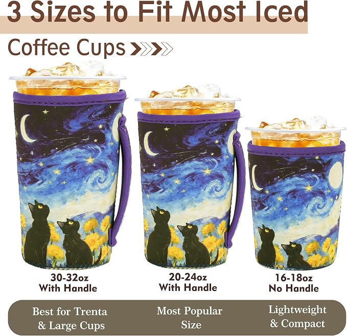 KJQJLY 3 Pack Reusable Iced Coffee Sleeves - Image 2