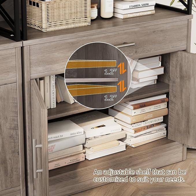 Vongrasig Farmhouse Coffee Bar Cabinet, Modern Sideboard Buffet Table - Image 5