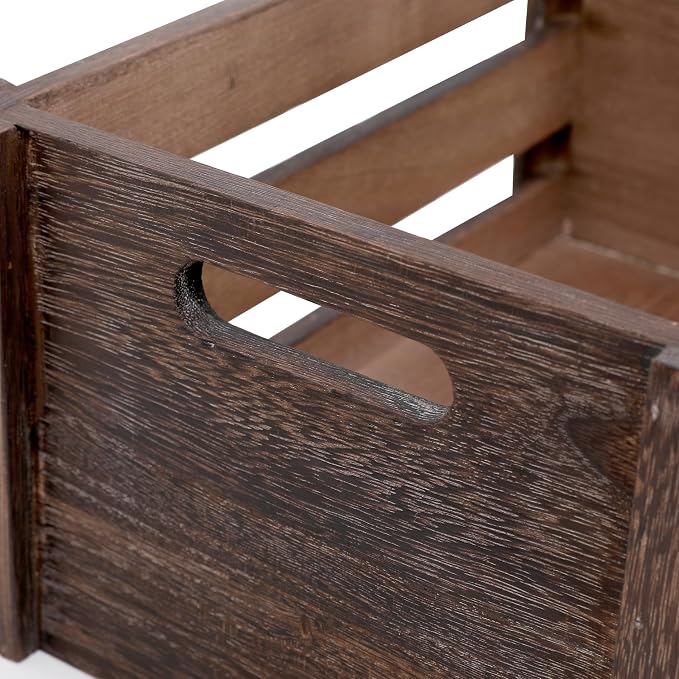 Set of 3 Nesting Wooden Crates, Small Rustic Farmhouse Wood Storage Boxes - Image 6