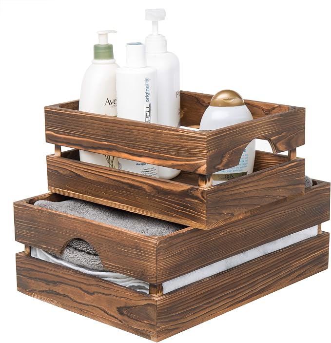 MyGift Rustic Dark Brown Solid Wood Storage Organizer Box - Image 5