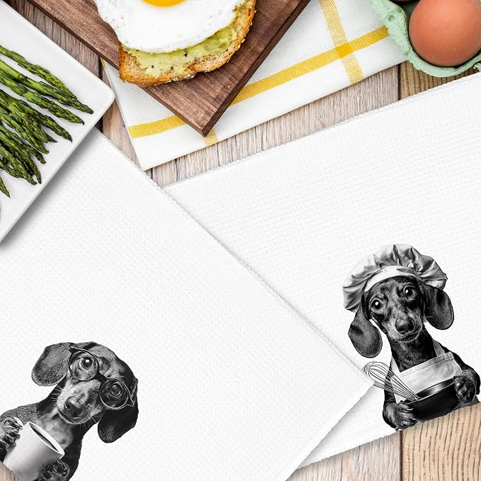 Dog Dachshund Kitchen Towels Set of 2, Funny Cute Hand Bathroom Towels Gifts - Image 6