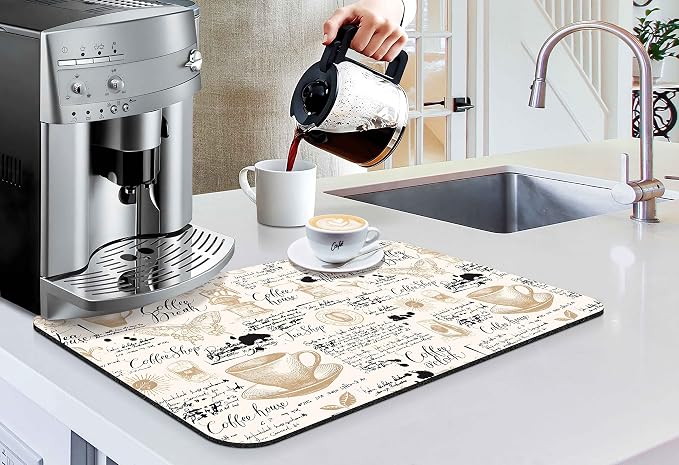 Coffee Bar mat Accessories for Countertop Absorbent Hide Stain Rubber Backed - Image 3