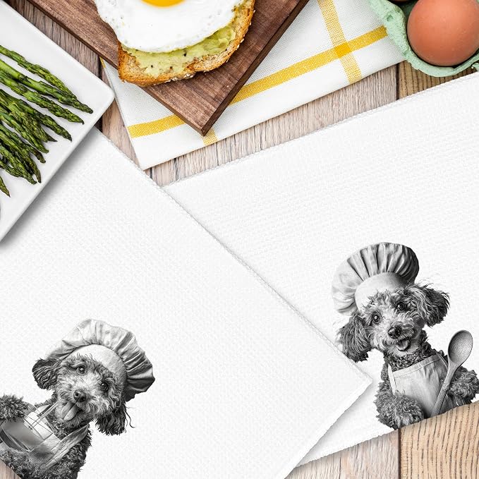 Dog Poodle Kitchen Towels Set of 2, Funny Cute Hand Bathroom Towels Gifts - Image 6