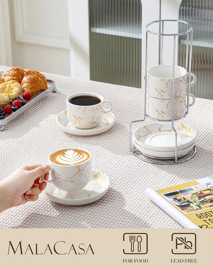 MALACASA 8 OZ Porcelain Espresso Cups - Image 3