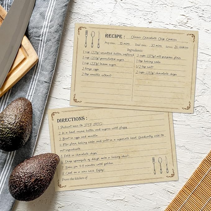 4x6 Recipe Cards, 50 Pack, 300gsm Thick Double-Sided Vintage Design - Image 5