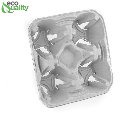 Pulp Fiber Cup Tray Biodegradable 4 Cup Carrier 10 Pack by EcoQuality - Image 4