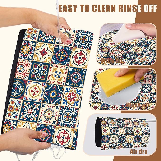 Dish Drying Mat Moroccan Tile Coffee Bar Mat - Image 5