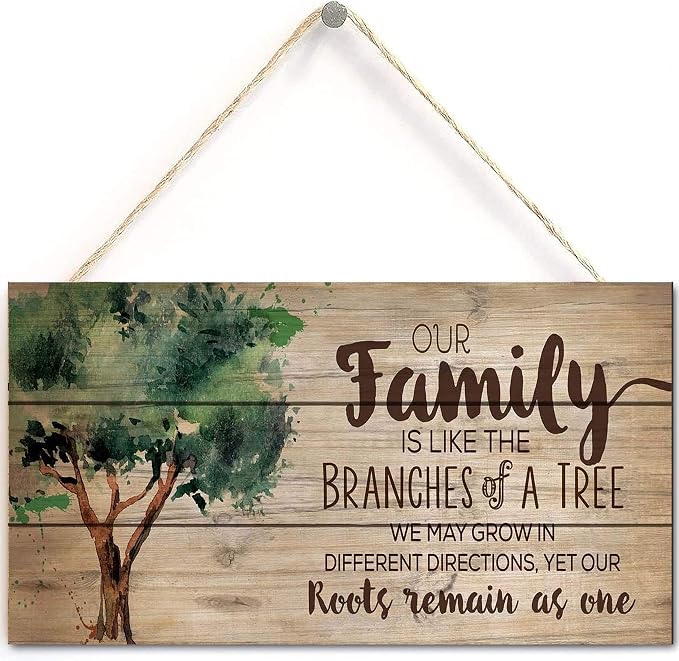Our Family Like Branches On A Tree Wood Plank Design Hanging Sign Home Decor by Unknown