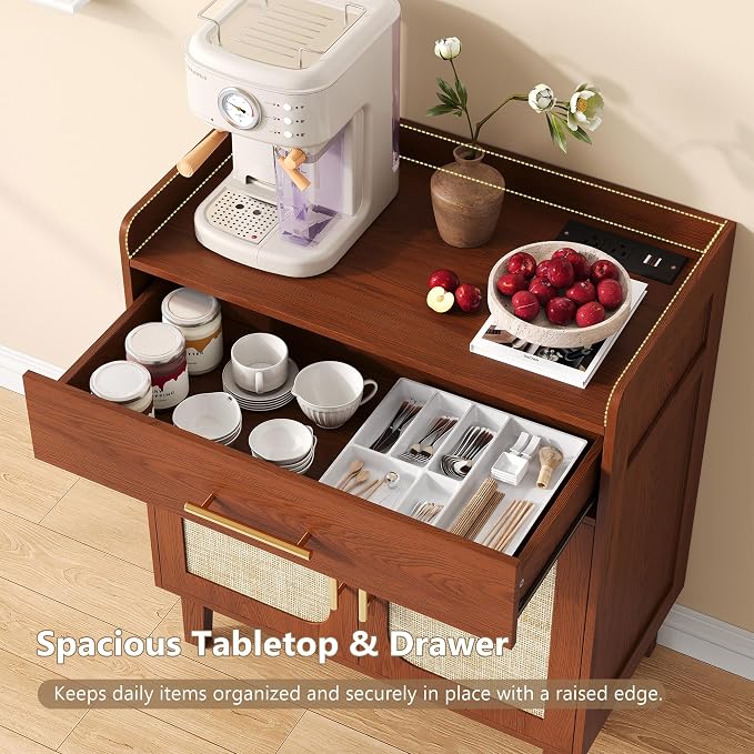30" Rattan Sideboard Buffet Cabinet - Image 3