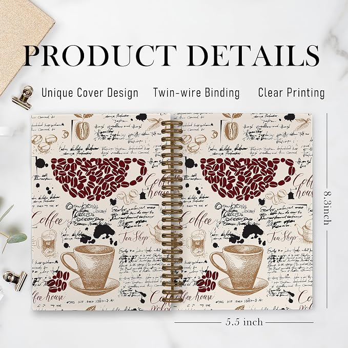 Coffee Spiral Notebook, Coffee Lover Gifts, Coffee Bean Notebook, Coffee Themed - Image 7