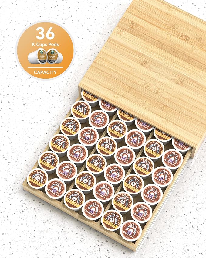 Bamboo Coffee Pod Drawer Organizer Compatible - Image 4