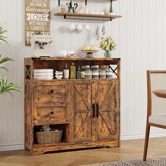 Vabches Farmhouse Buffet Sideboard Cabinet - Image 2