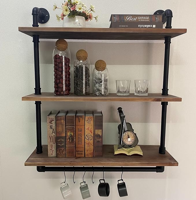 ROGMARS Industrial Floating Pipe Wall Shelves - Image 8