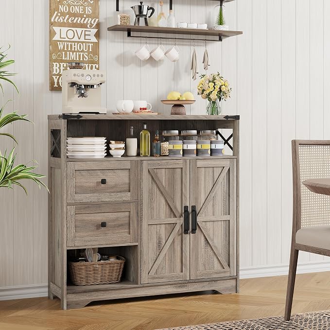 Vabches Farmhouse Buffet Sideboard Cabinet - Image 2