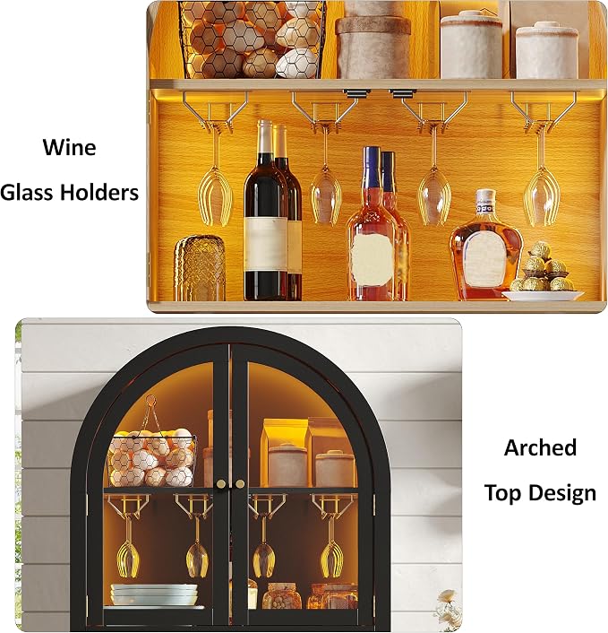 Maupvit 70" Tall Arched Wine Bar Cabinet - Image 5