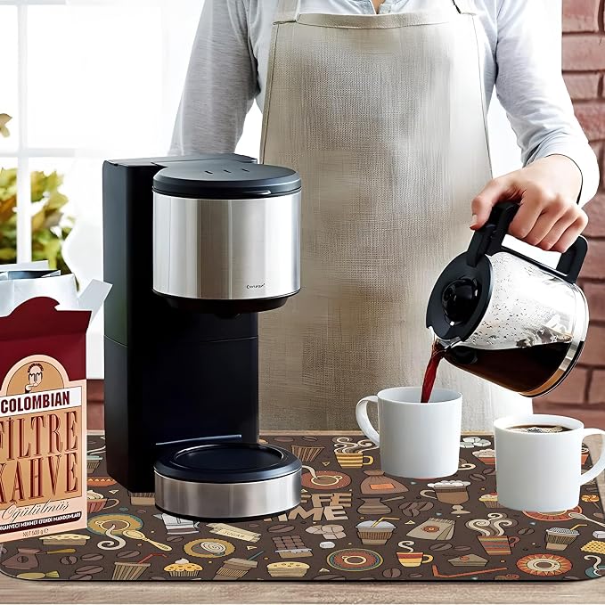 Coffee Bar Mat Accessories for Countertop Super Absorbent Anti-Slip Silicone - Image 3
